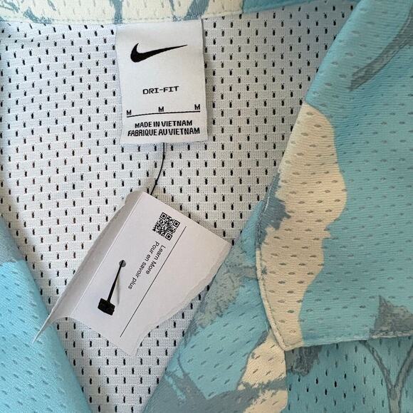 Nike Rose City Mesh ButtonUp Shirt Dri-Fit Floral Medium Blue FJ1650-499 NWT - Picture 4 of 7